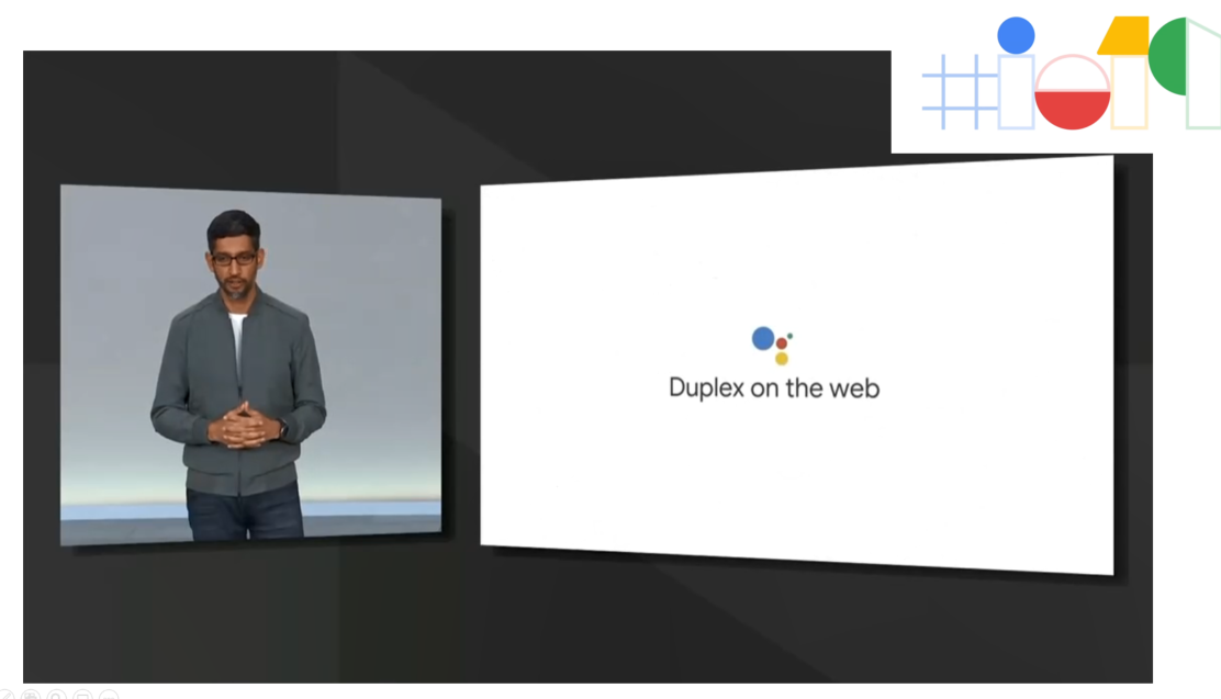 Sundar Pichai, CEO di Google, presenta Duplex al Google I/O 2019 Sundar Pichai, CEO di Google, presenta Duplex al Google I/O 2019